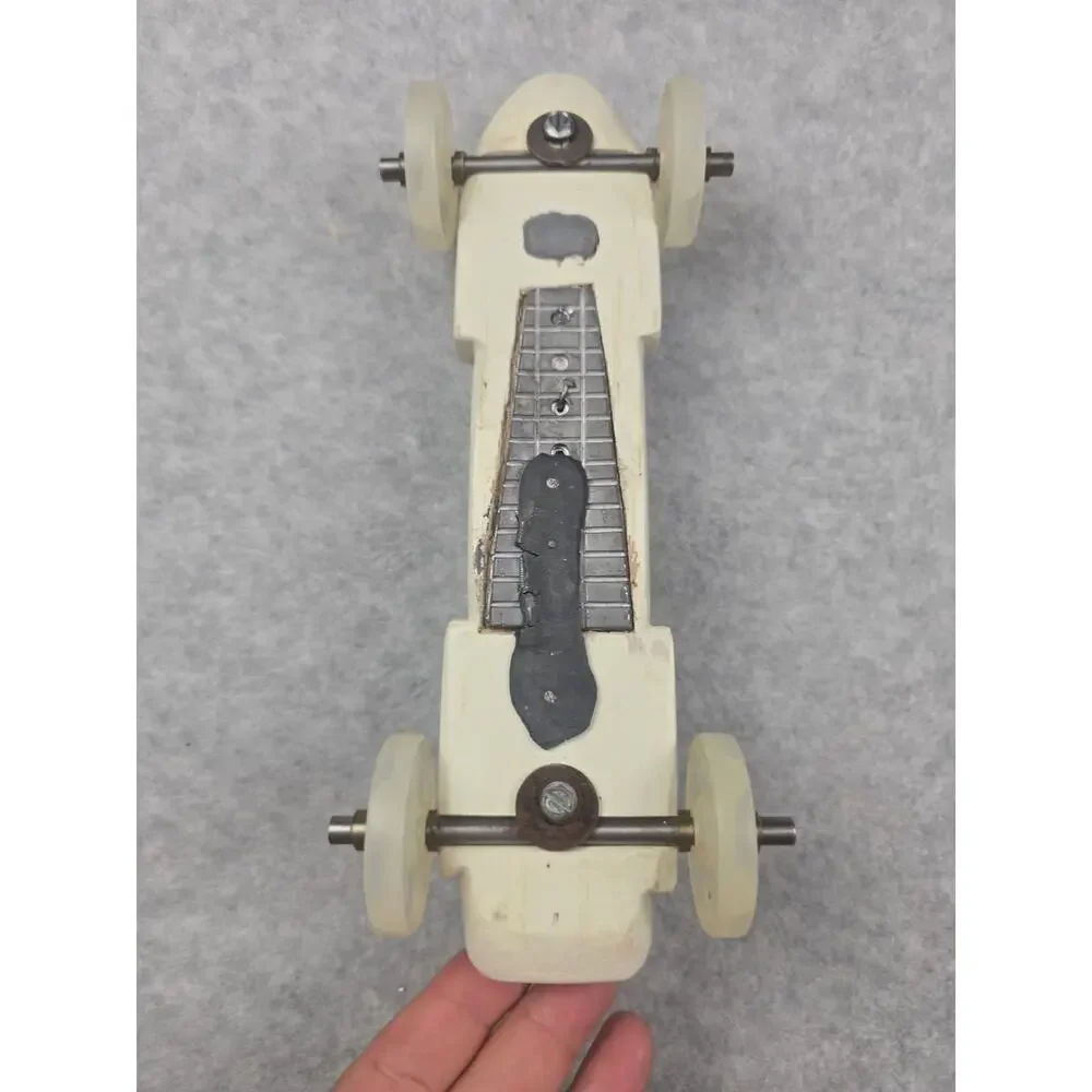 Vintage Pinewood Derby Car Custom White Streamliner Race Car #235 Awana